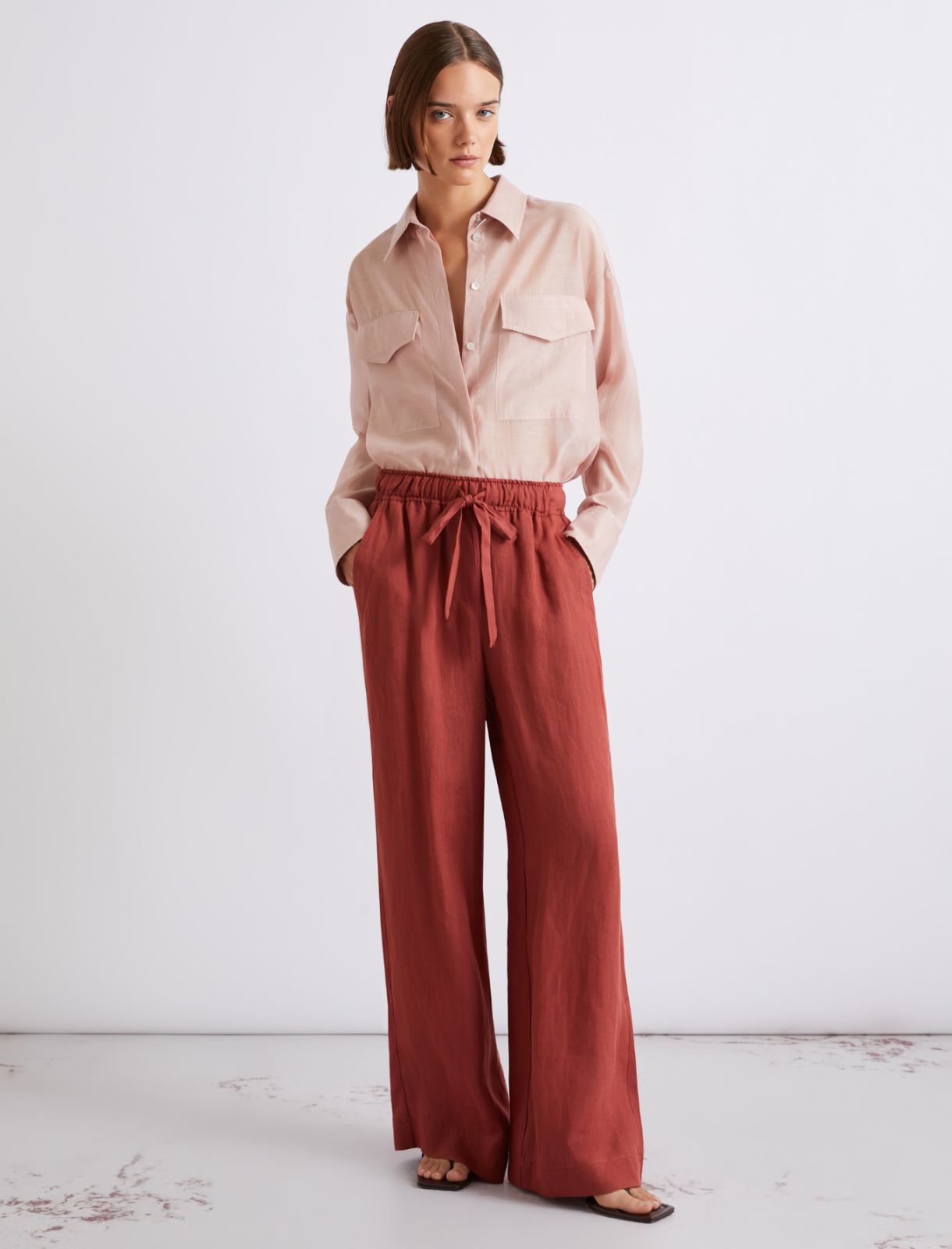 Pantalon en pur lin - BRIQUE ROUGE - Marella - 4
