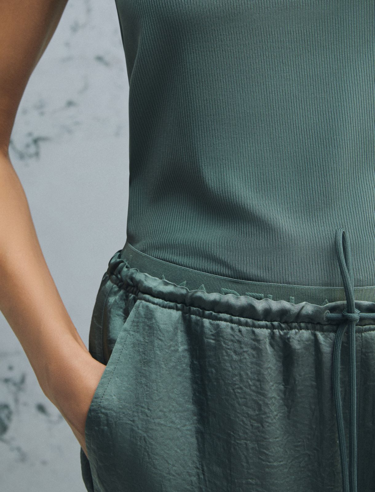 Crinkle twill joggers - GREEN - Marella - 5