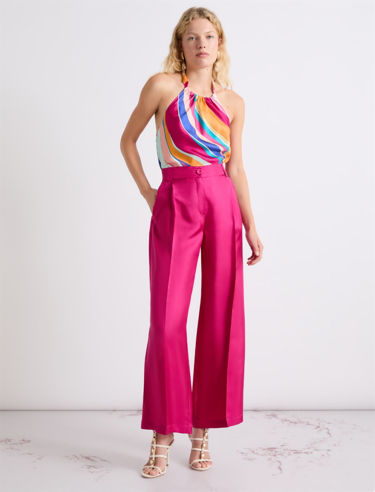 Silk twill trousers - FUCHSIA - Marella - 4