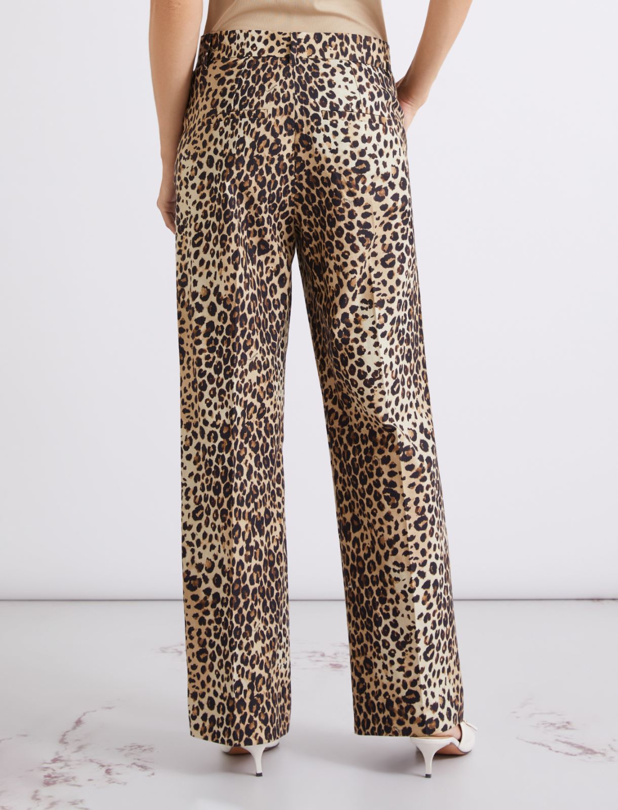 Linen-blend basketweave trousers - BEIGE - Marella - 3