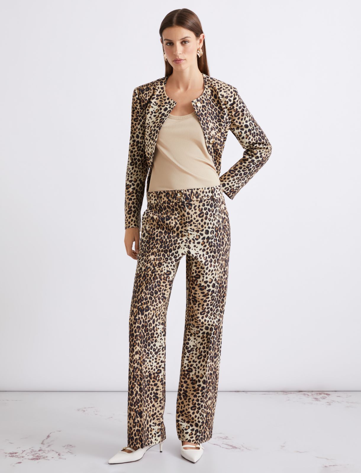 Linen-blend basketweave trousers - BEIGE - Marella - 4