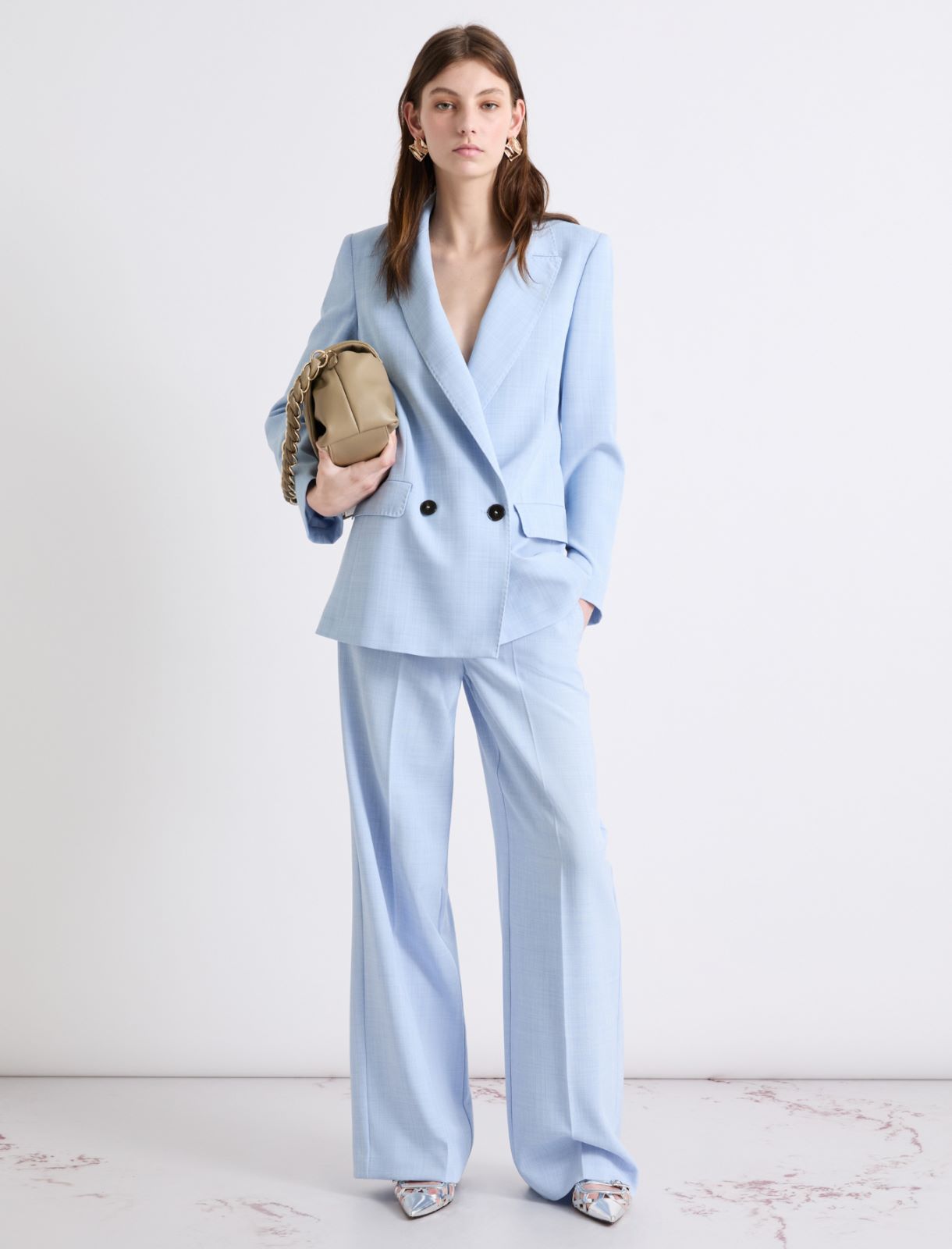 Gerade Hose aus Malfilé-Stretchgewebe - AZURBLAU - Marella - 2