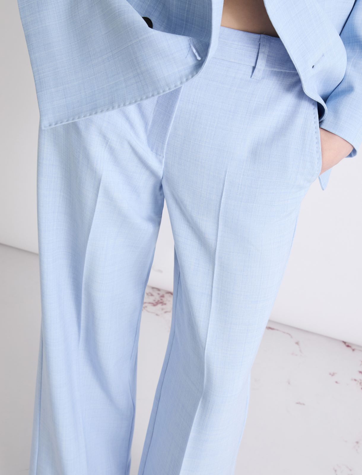 Gerade Hose aus Malfilé-Stretchgewebe - AZURBLAU - Marella - 5