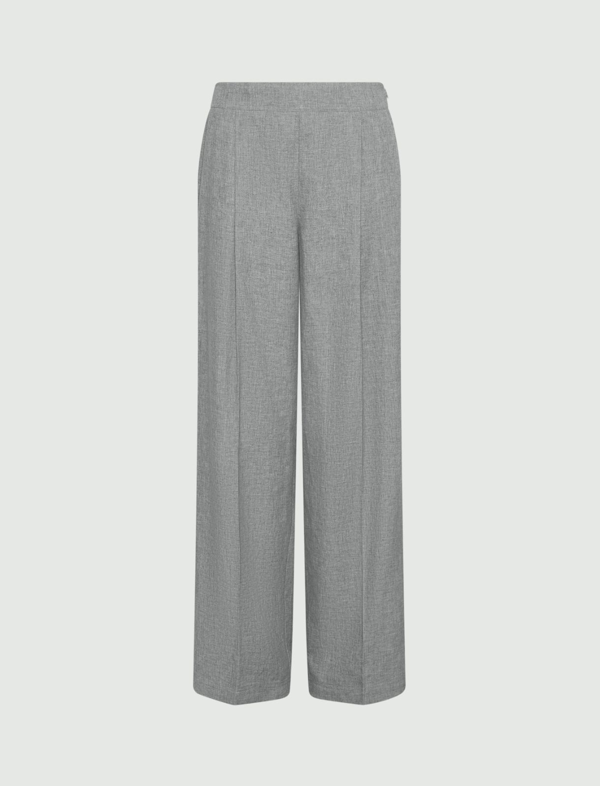 Washed linen-blend trousers - MELANGE GREY - Marella