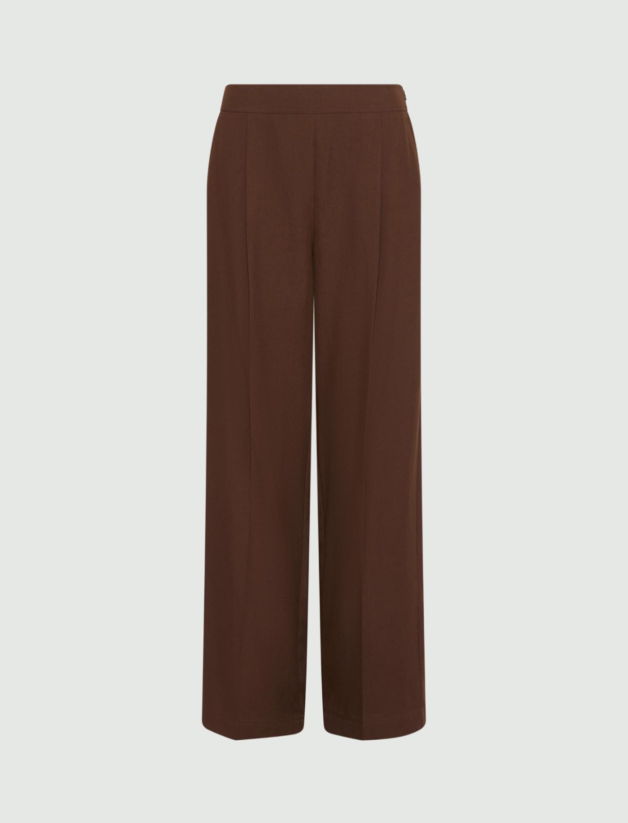 Washed linen-blend trousers - BROWN - Marella
