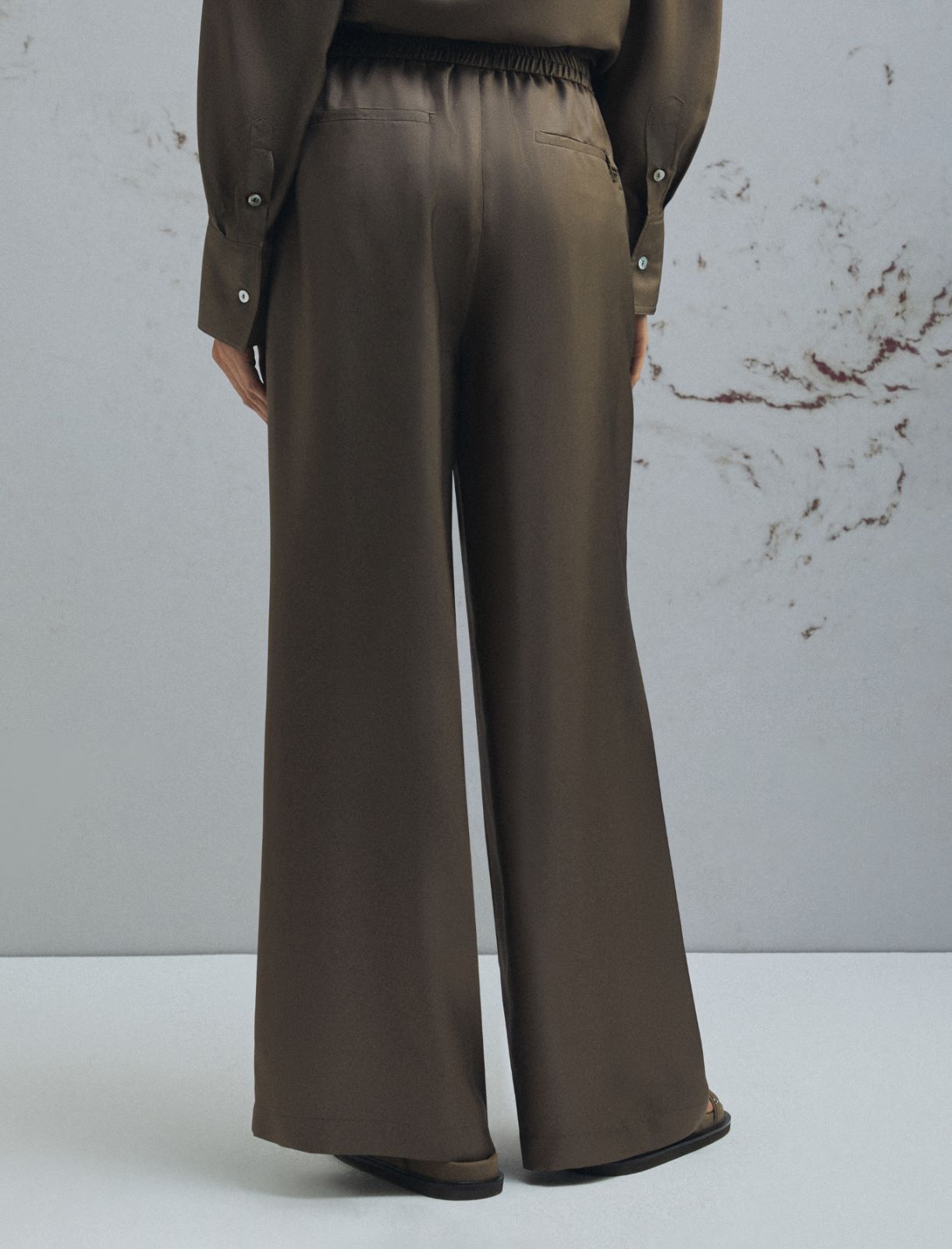 Straight-fit silk trousers - BROWN - Marella - 3