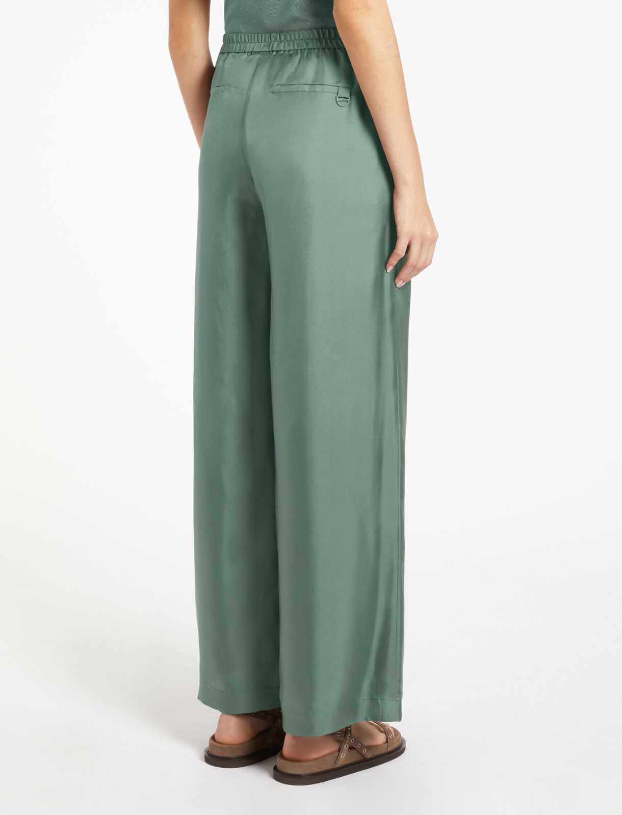Gerade geschnittene Hose aus Seide - GRUEN - Marella - 3