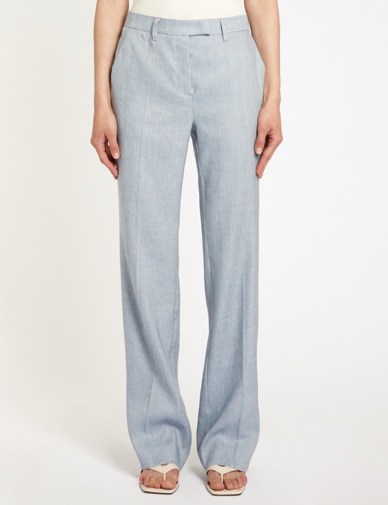 Hose mit Chevronmuster aus einem Leinenmischgewebe mit Stretch - Marella
