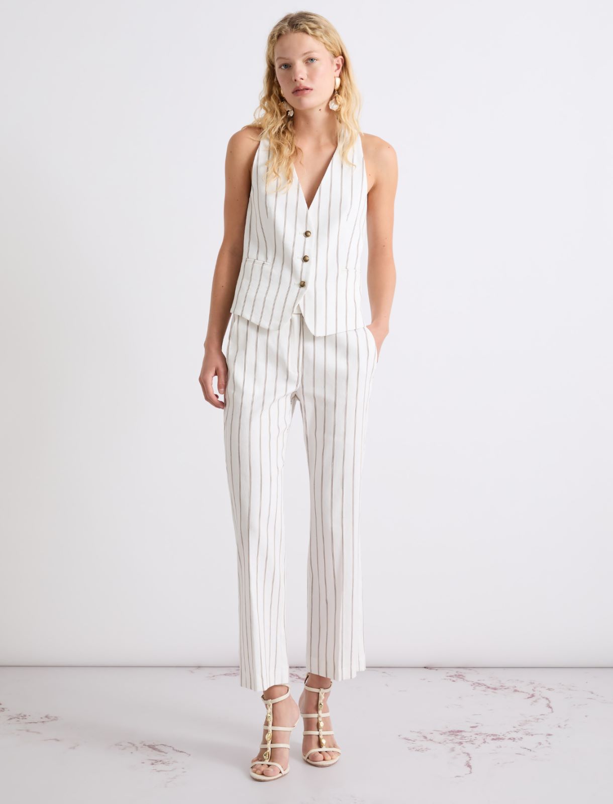 Flared linen and cotton trousers - WHITE - Marella - 4