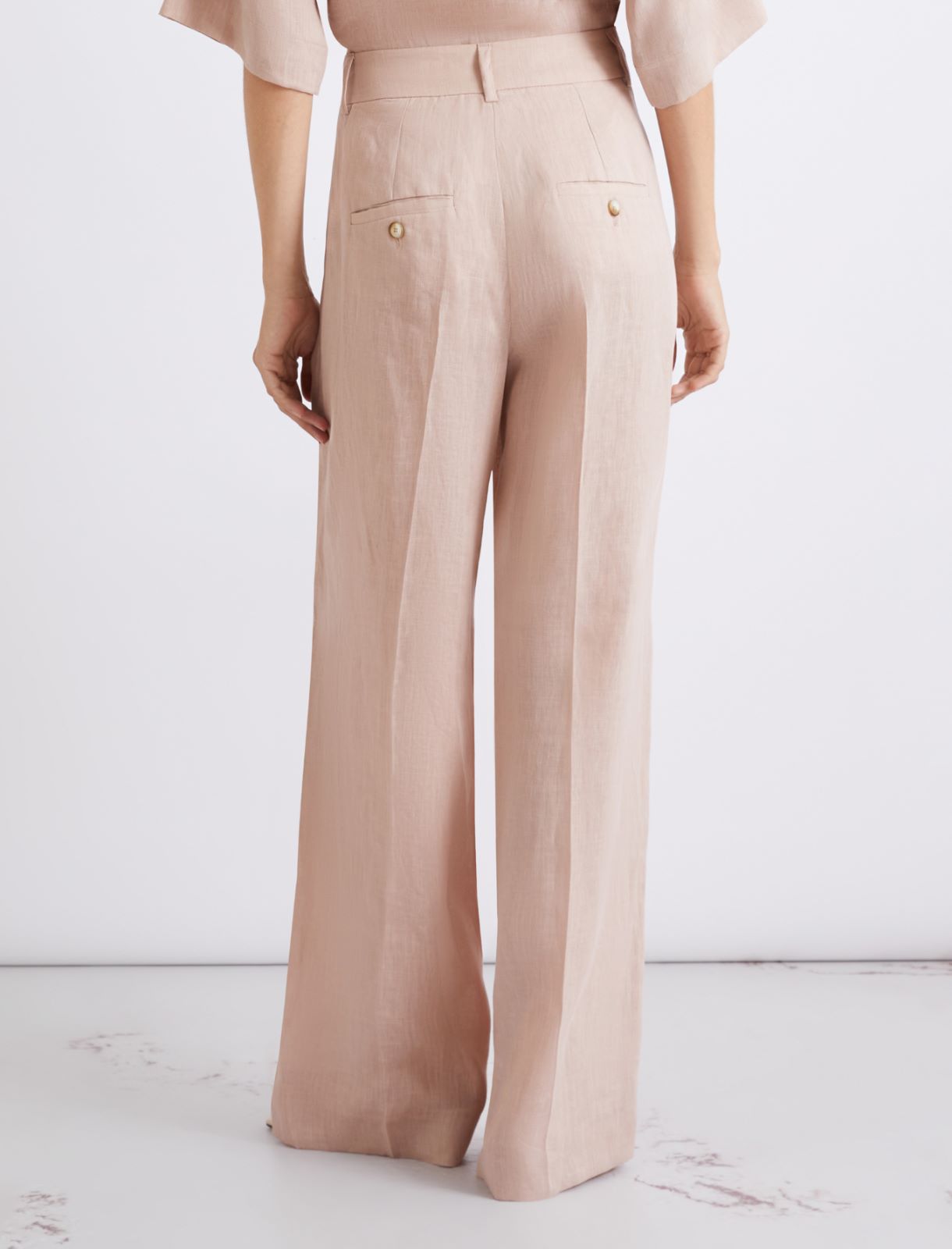 Straight linen trousers - POWDER - Marella - 3