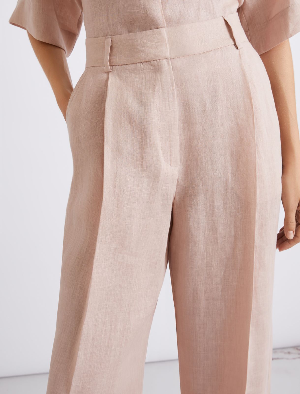Straight linen trousers - POWDER - Marella - 5