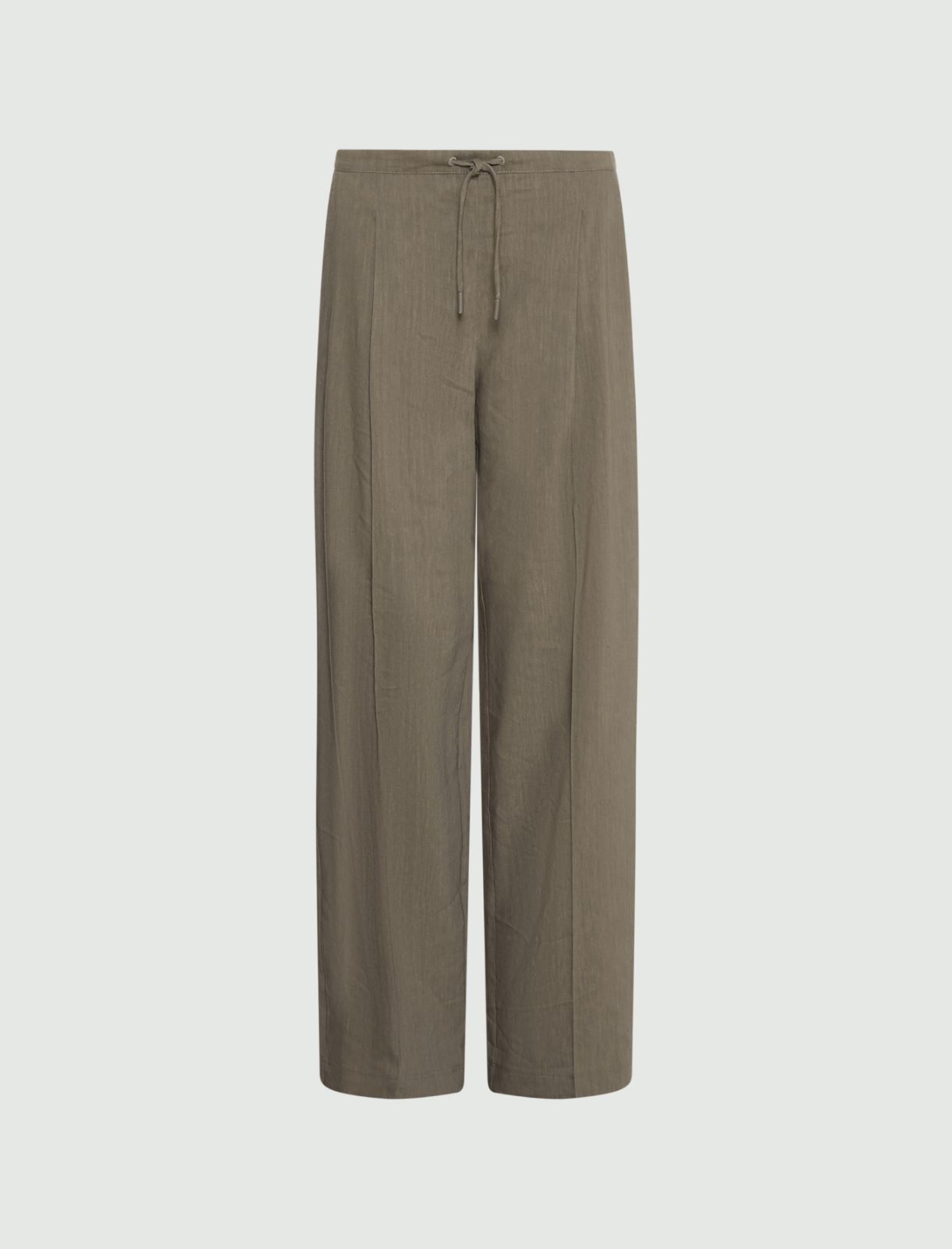 Linen-blend drawstring trousers - BROWN - Marella