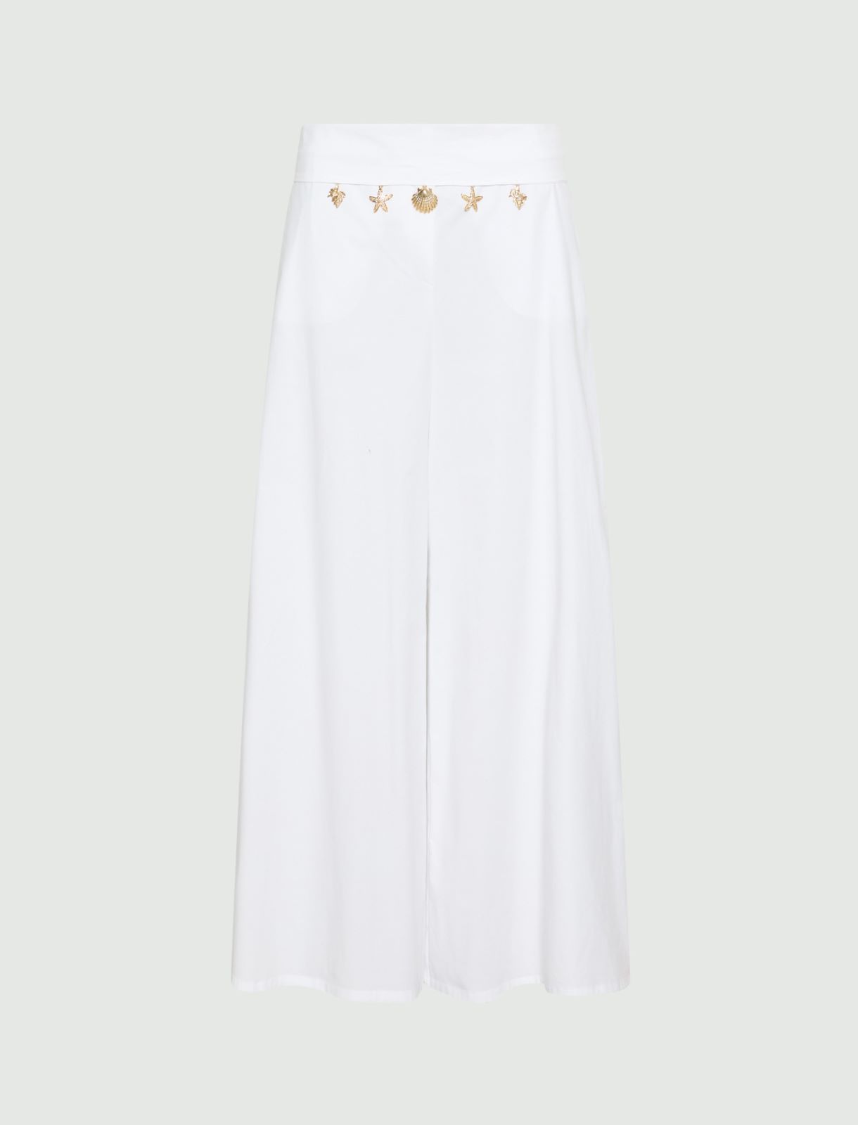 Wide-leg poplin trousers - OPTICAL WHITE - Marella