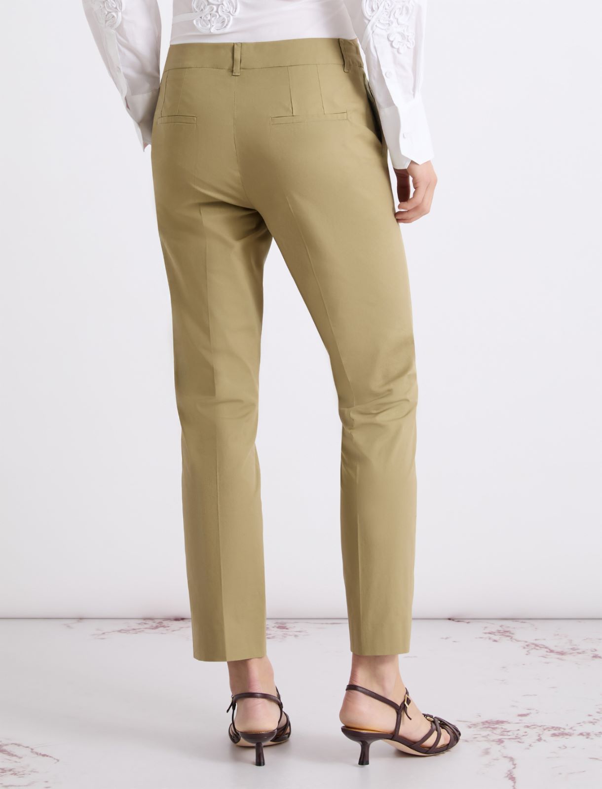 Stretch poplin trousers - KAKI - Marella - 3