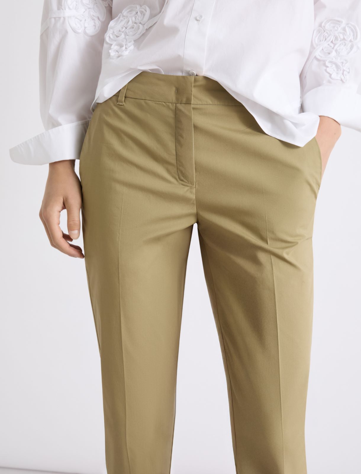 Stretch poplin trousers - KAKI - Marella - 5