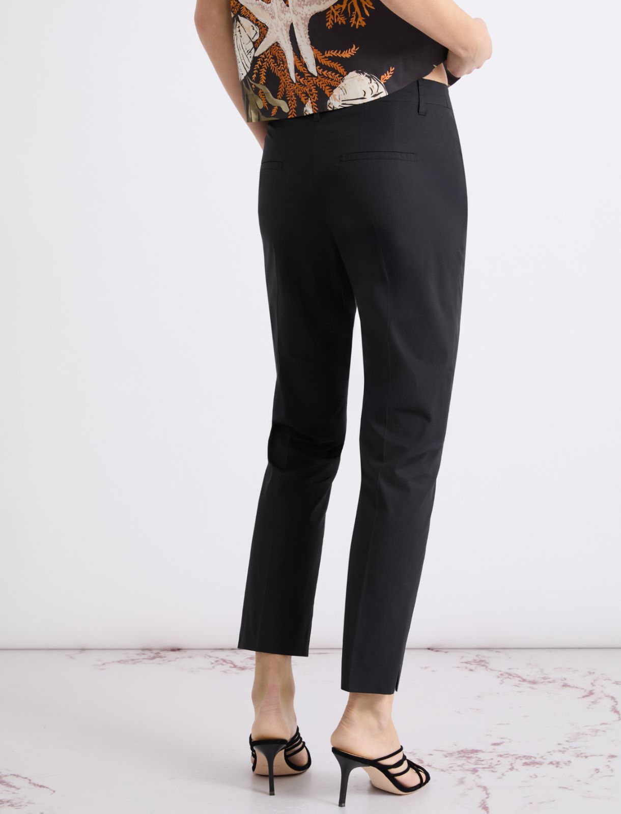Stretch poplin trousers - BLACK - Marella - 3