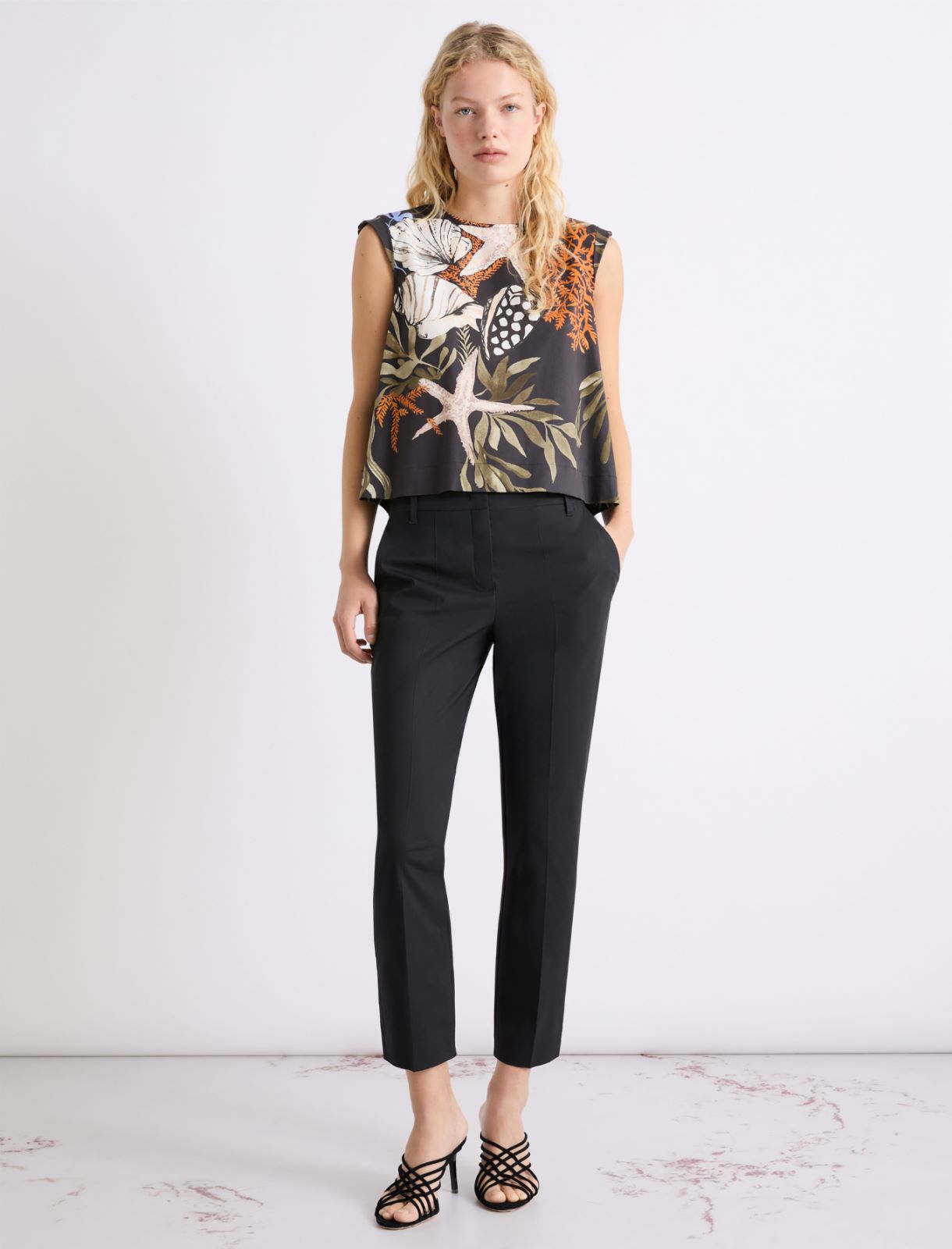 Stretch poplin trousers - BLACK - Marella - 4