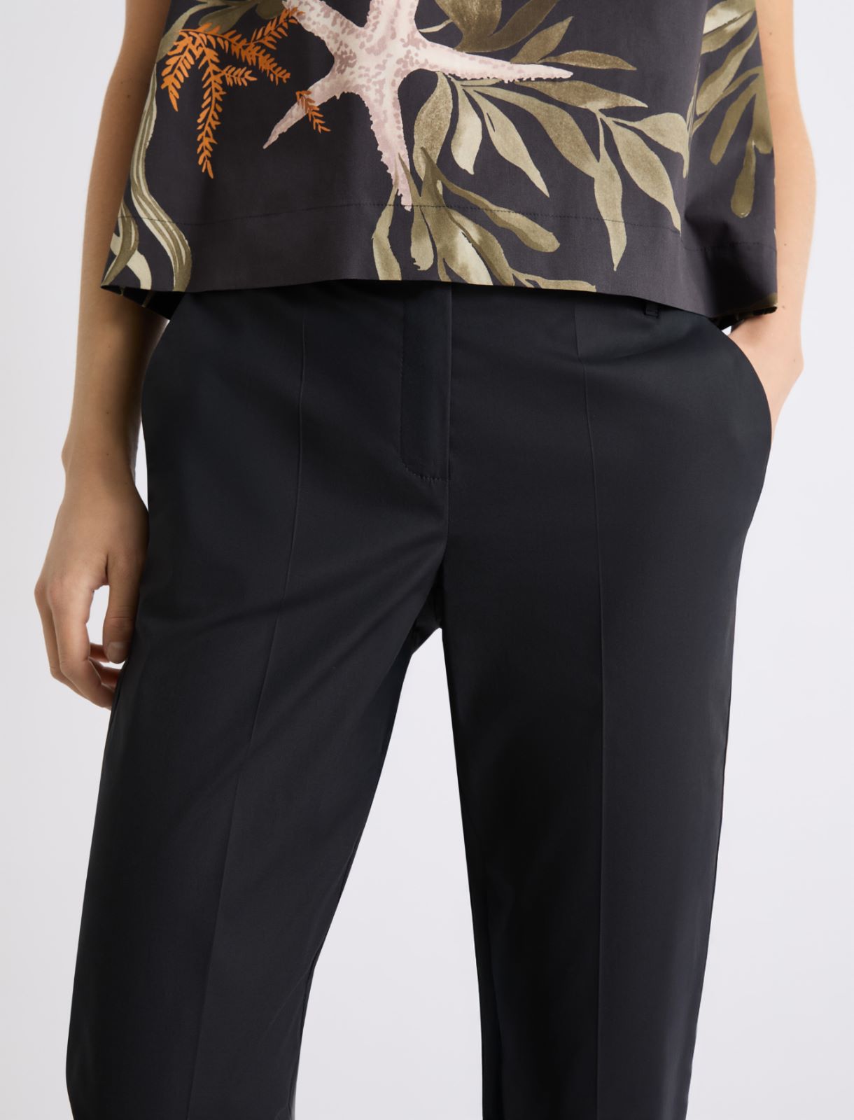 Stretch poplin trousers - BLACK - Marella - 5