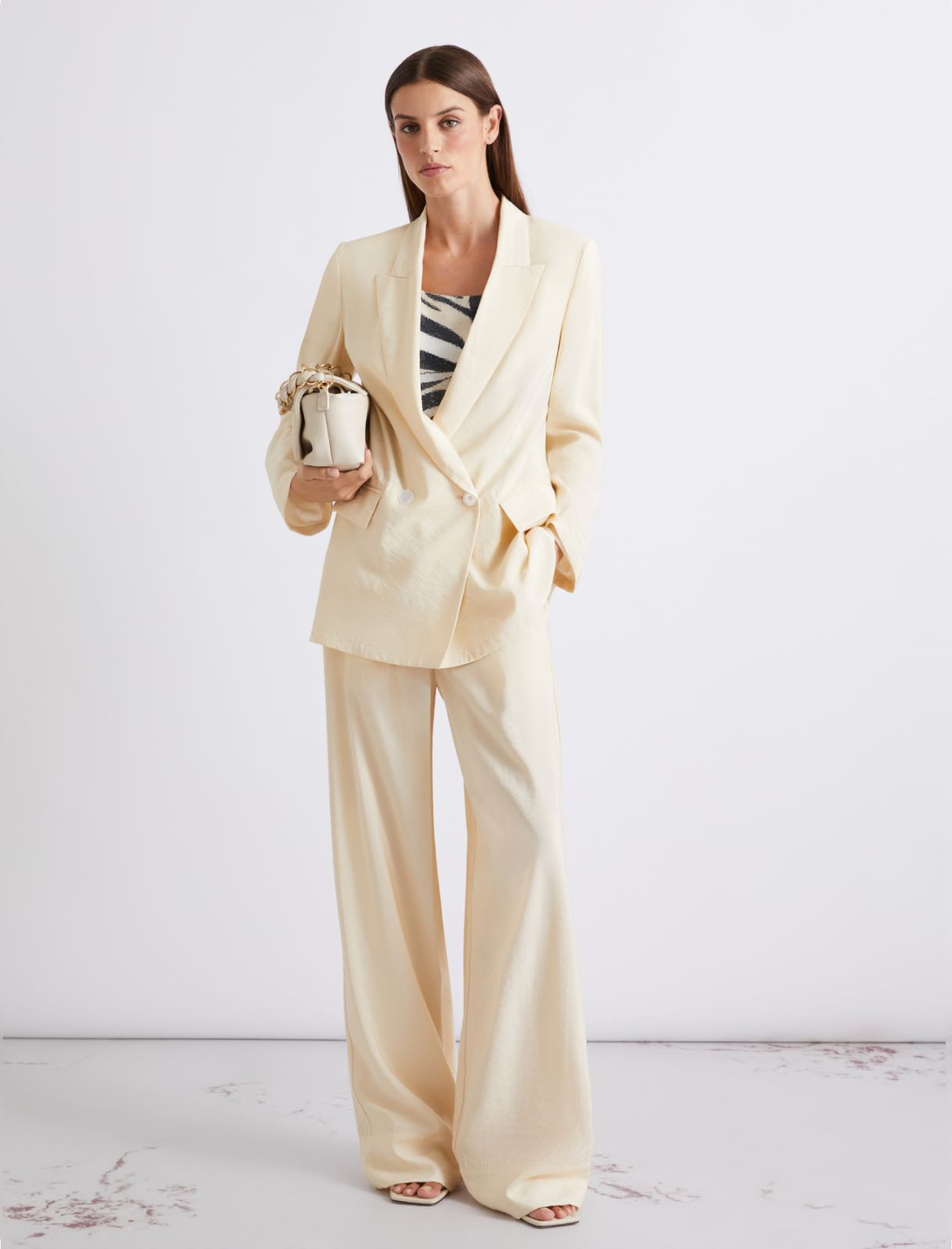 Straight-fit viscose-blend trousers - CREAM - Marella - 2