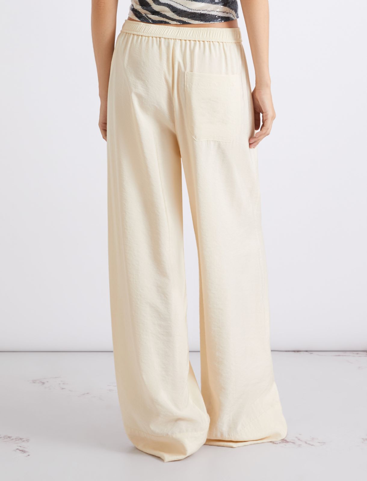 Straight-fit viscose-blend trousers - CREAM - Marella - 3