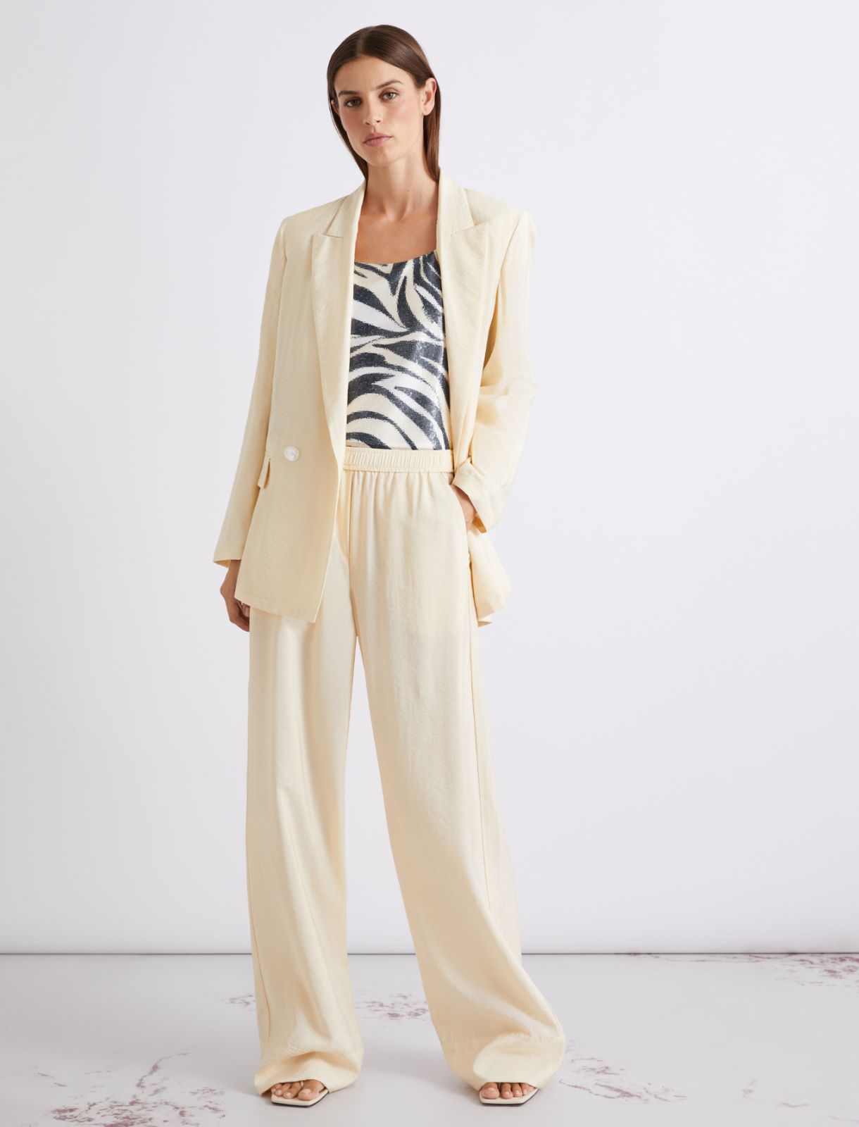 Straight-fit viscose-blend trousers - CREAM - Marella - 4