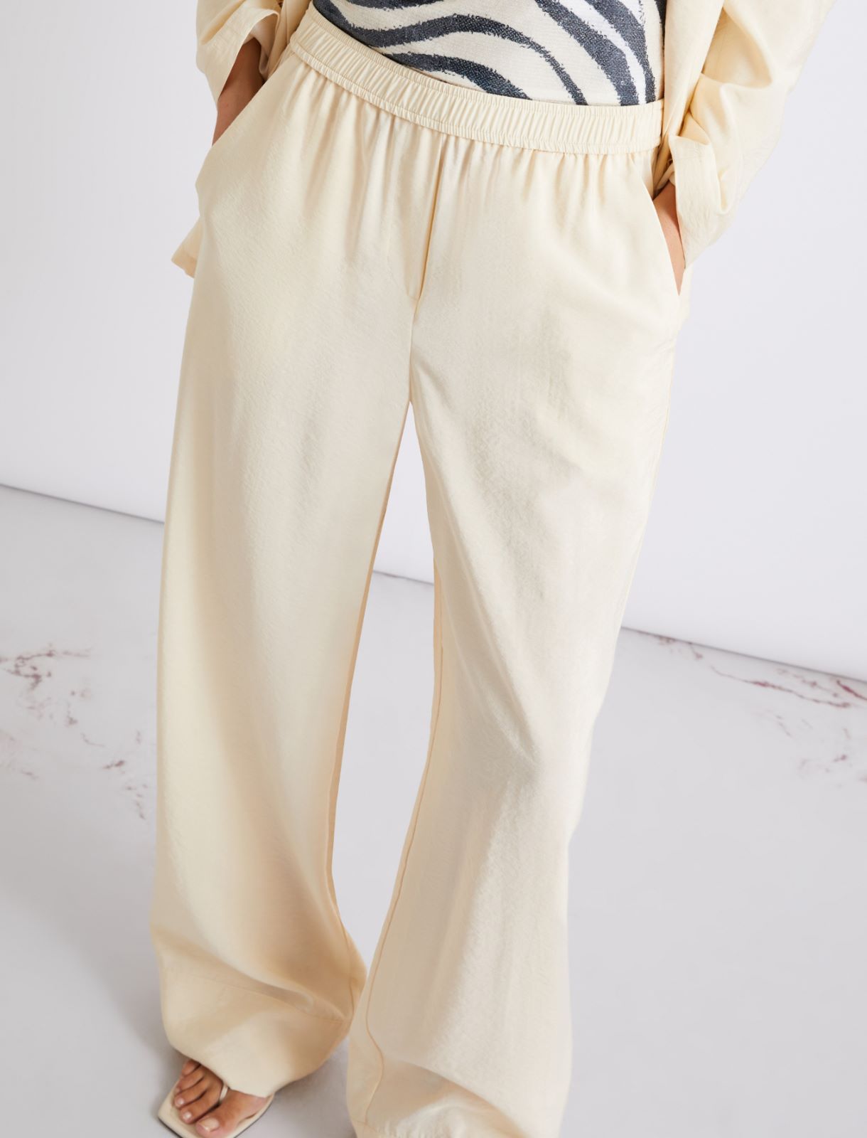Straight-fit viscose-blend trousers - CREAM - Marella - 5
