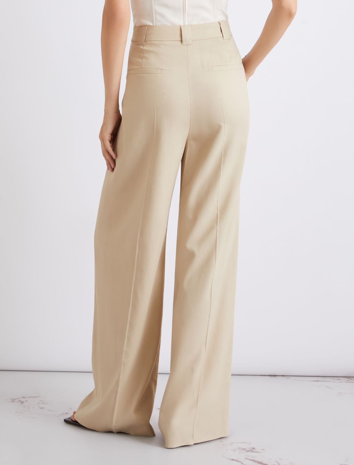 Wide-fit twill trousers - BEIGE - Marella - 3