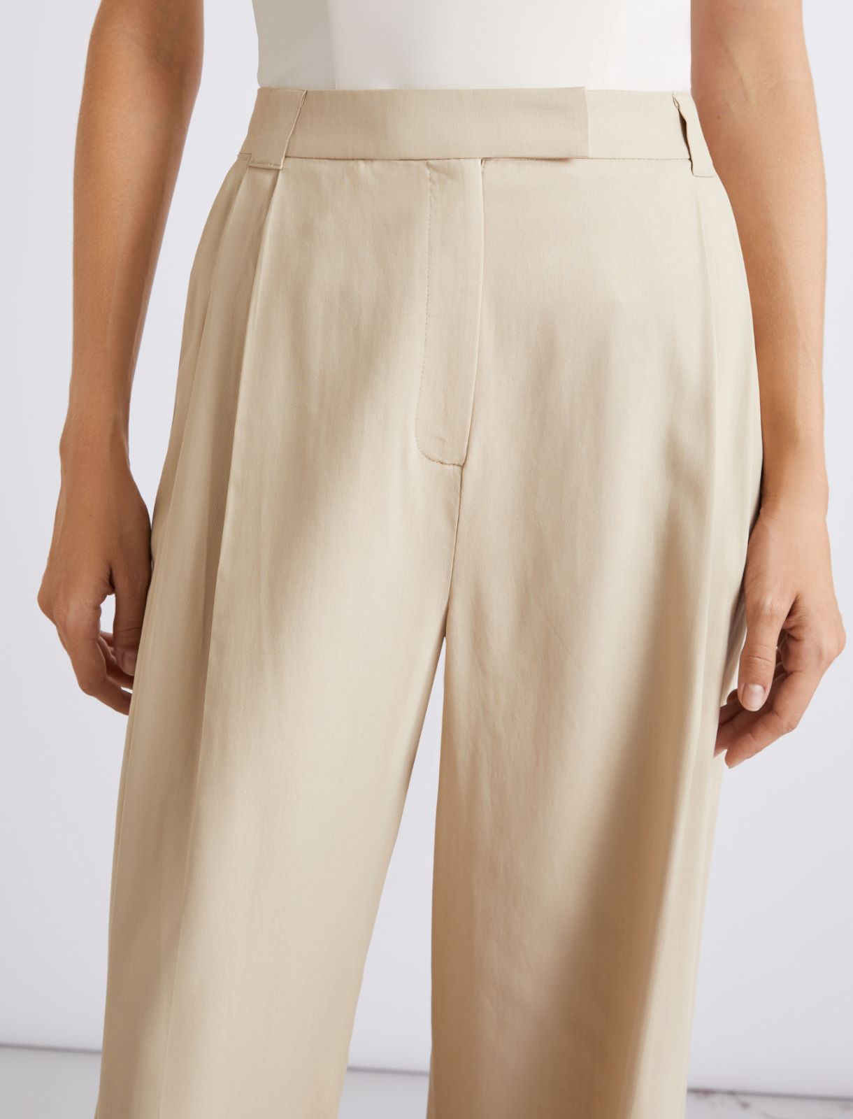 Wide-fit twill trousers - BEIGE - Marella - 5
