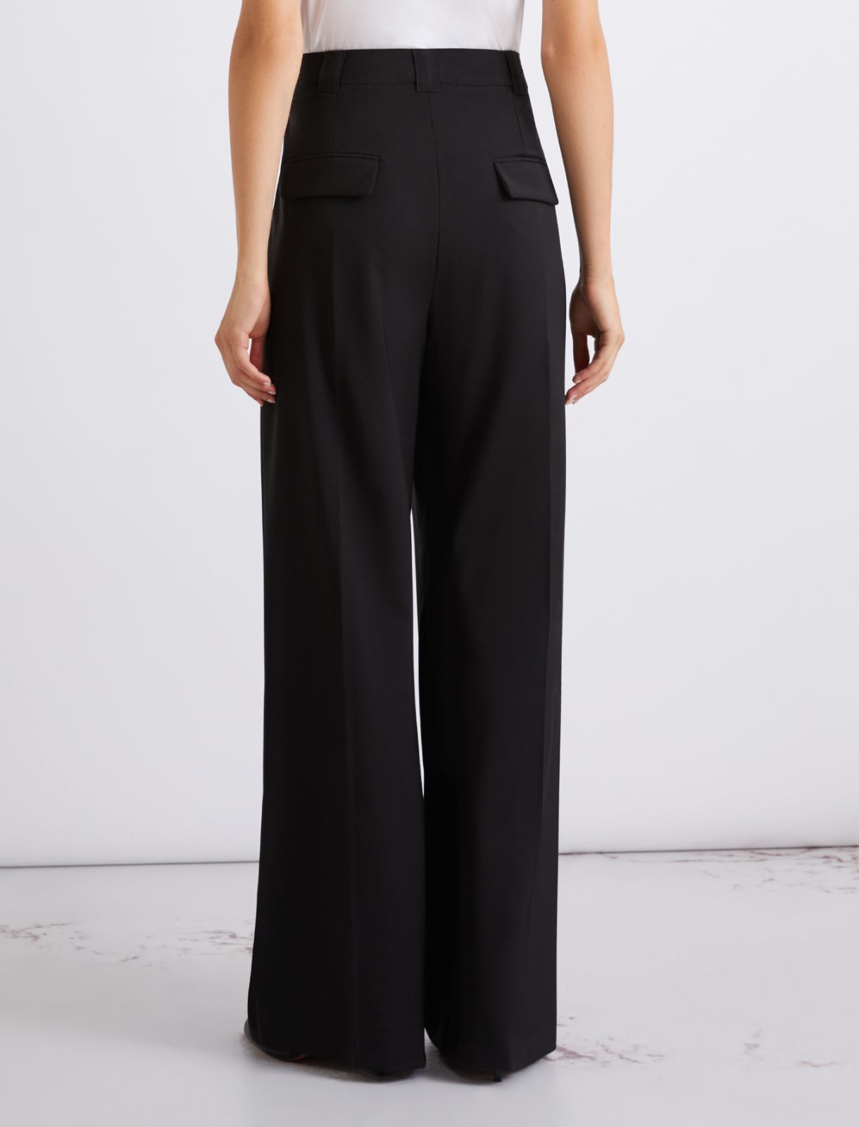 Pantalon à pinces en pure laine - NOIR - Marella - 3