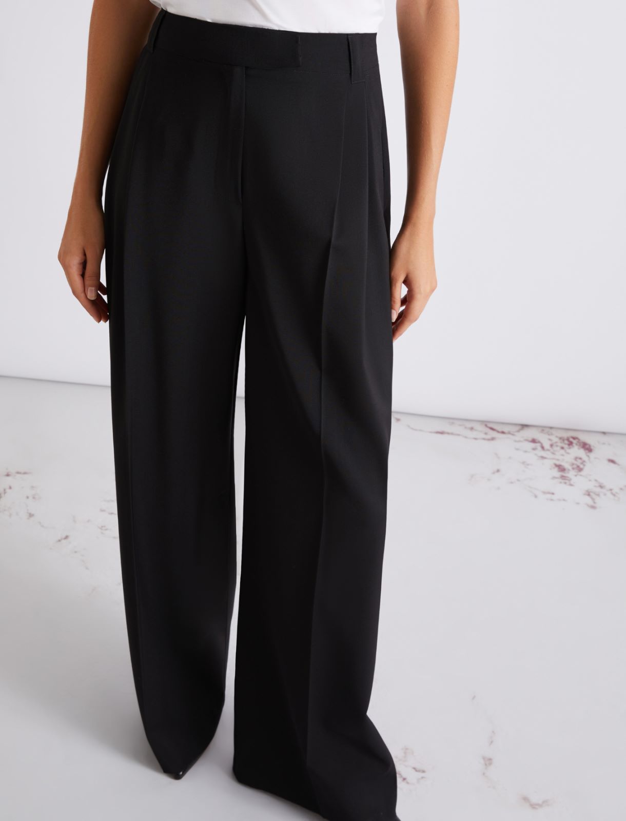 Pantalon à pinces en pure laine - NOIR - Marella - 5