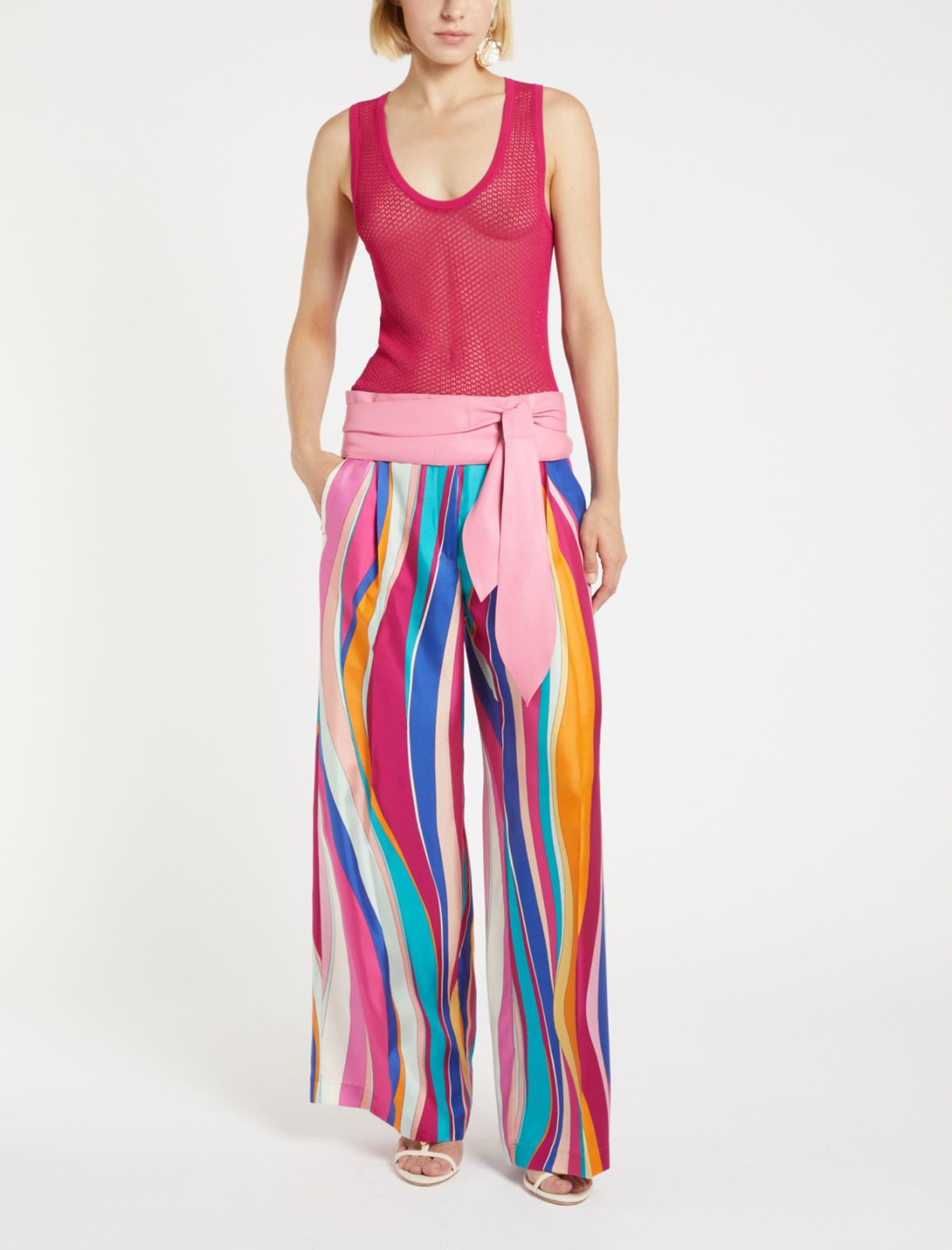 Straight-fit silk trousers - FUCHSIA - Marella