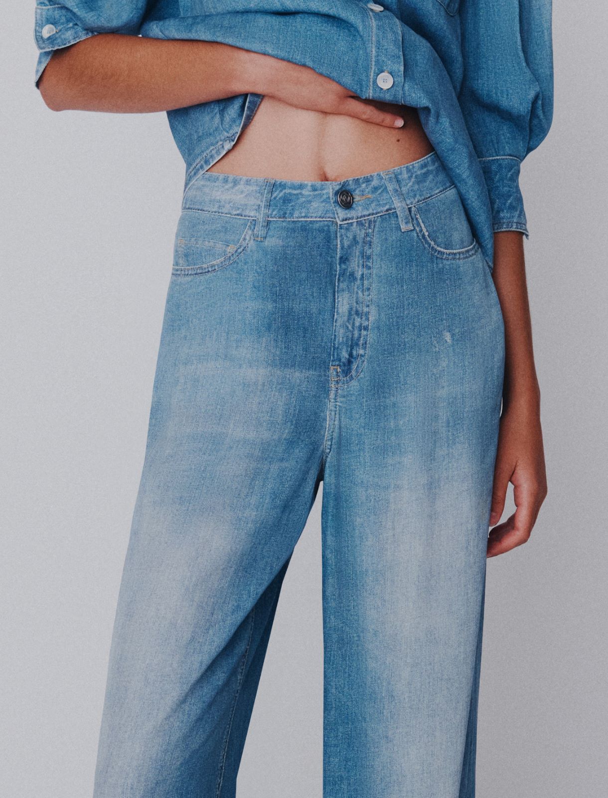 Fließende 5-Pocket aus Viskosemischgewebe - VERWASCHENES BLAU - Marella - 5