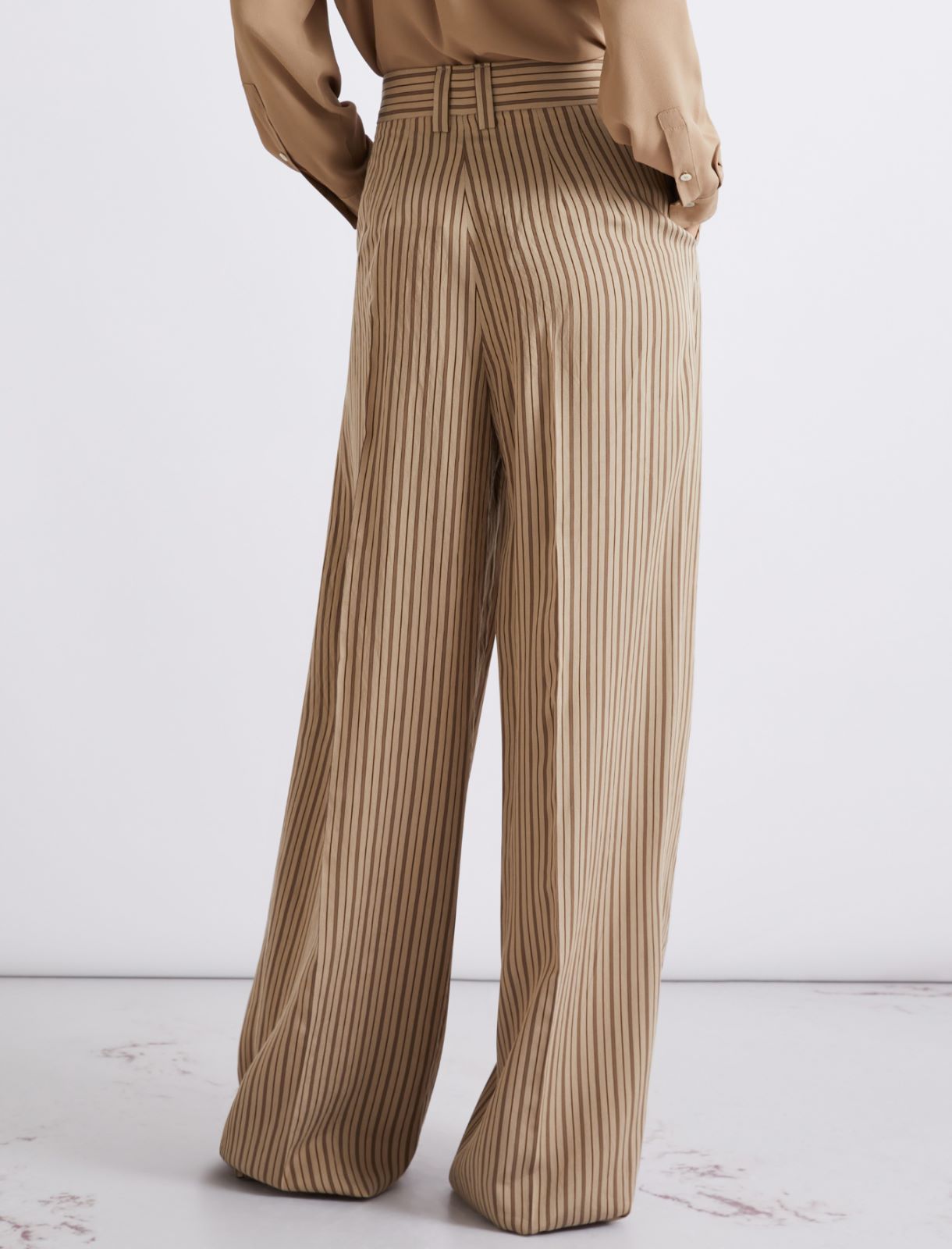 Shiny viscose palazzo trousers - HAZELNUT BROWN - Marella - 3