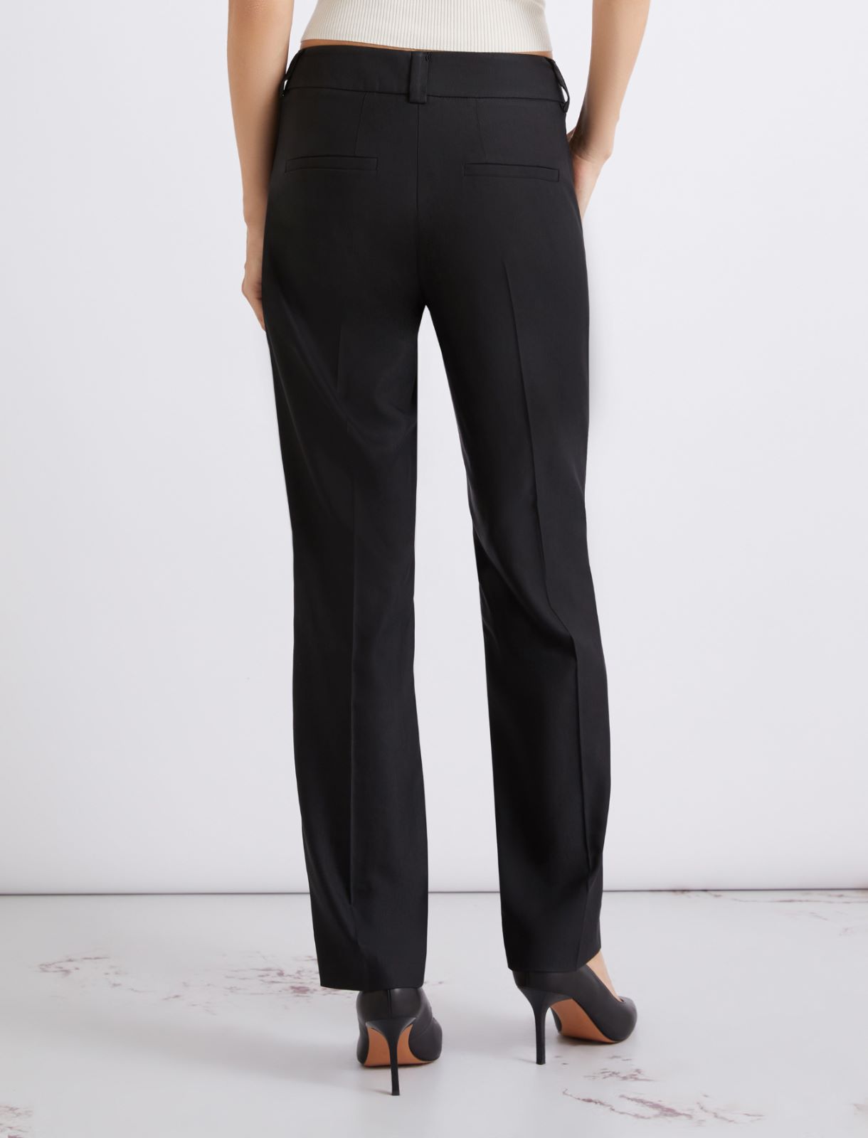 Viscose-blend twill cropped trousers - BLACK - Marella - 3