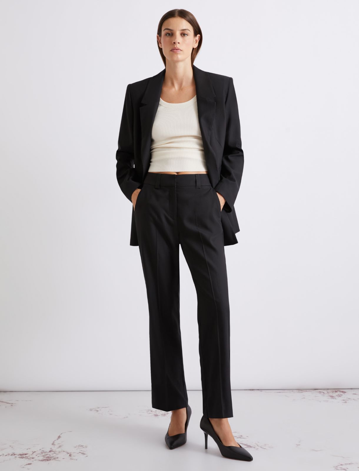 Viscose-blend twill cropped trousers - BLACK - Marella - 4