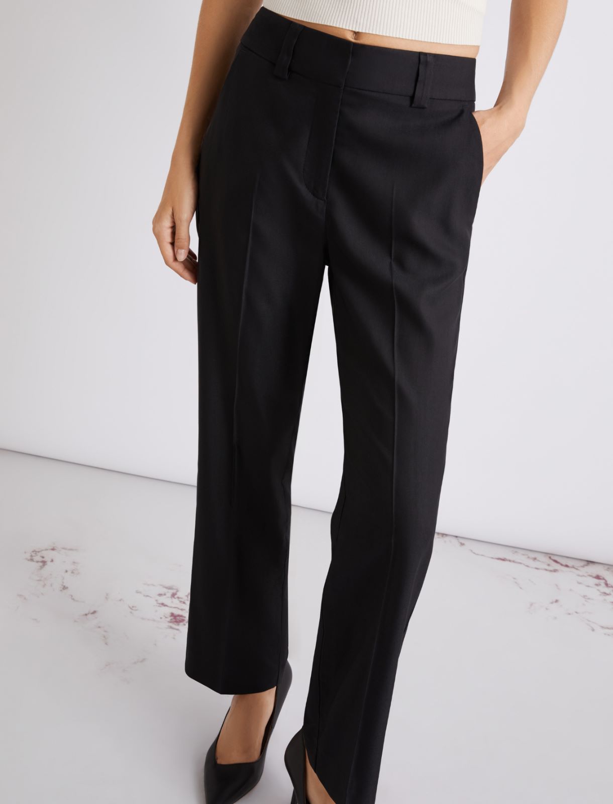 Viscose-blend twill cropped trousers - BLACK - Marella - 5