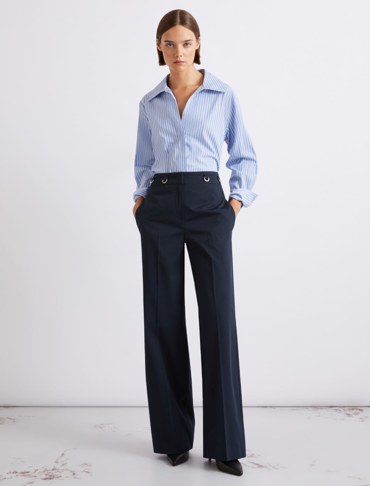 Pantaloni dritti in gabardina - BLU - Marella - 4