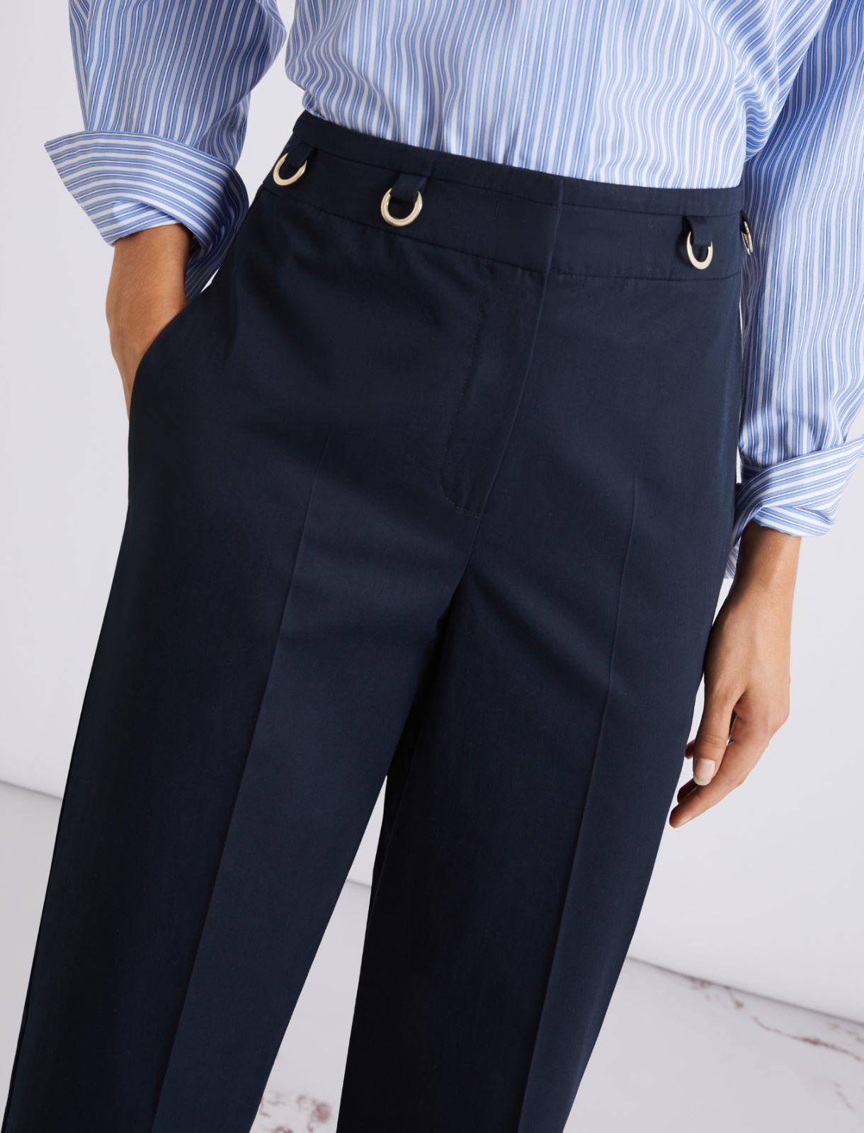 Pantaloni dritti in gabardina - BLU - Marella - 5