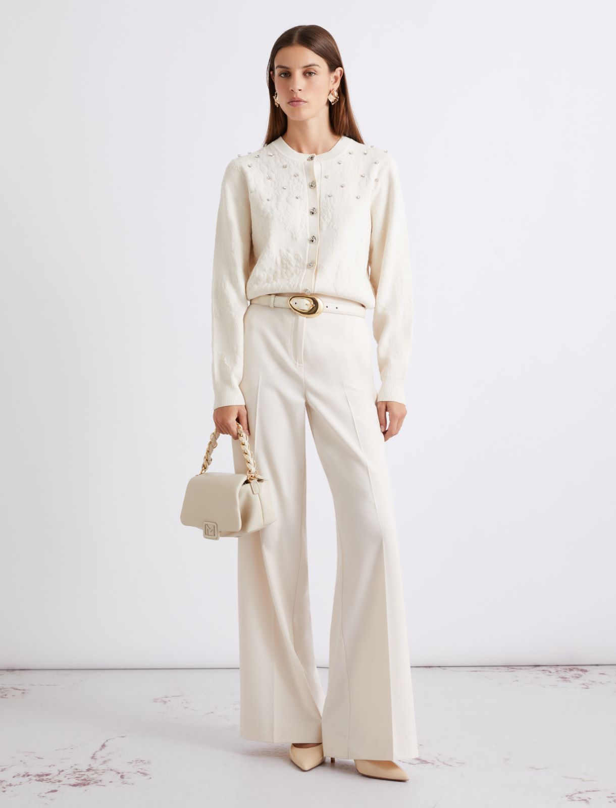 Straight-fit stretch canvas trousers - White - Marella - 2