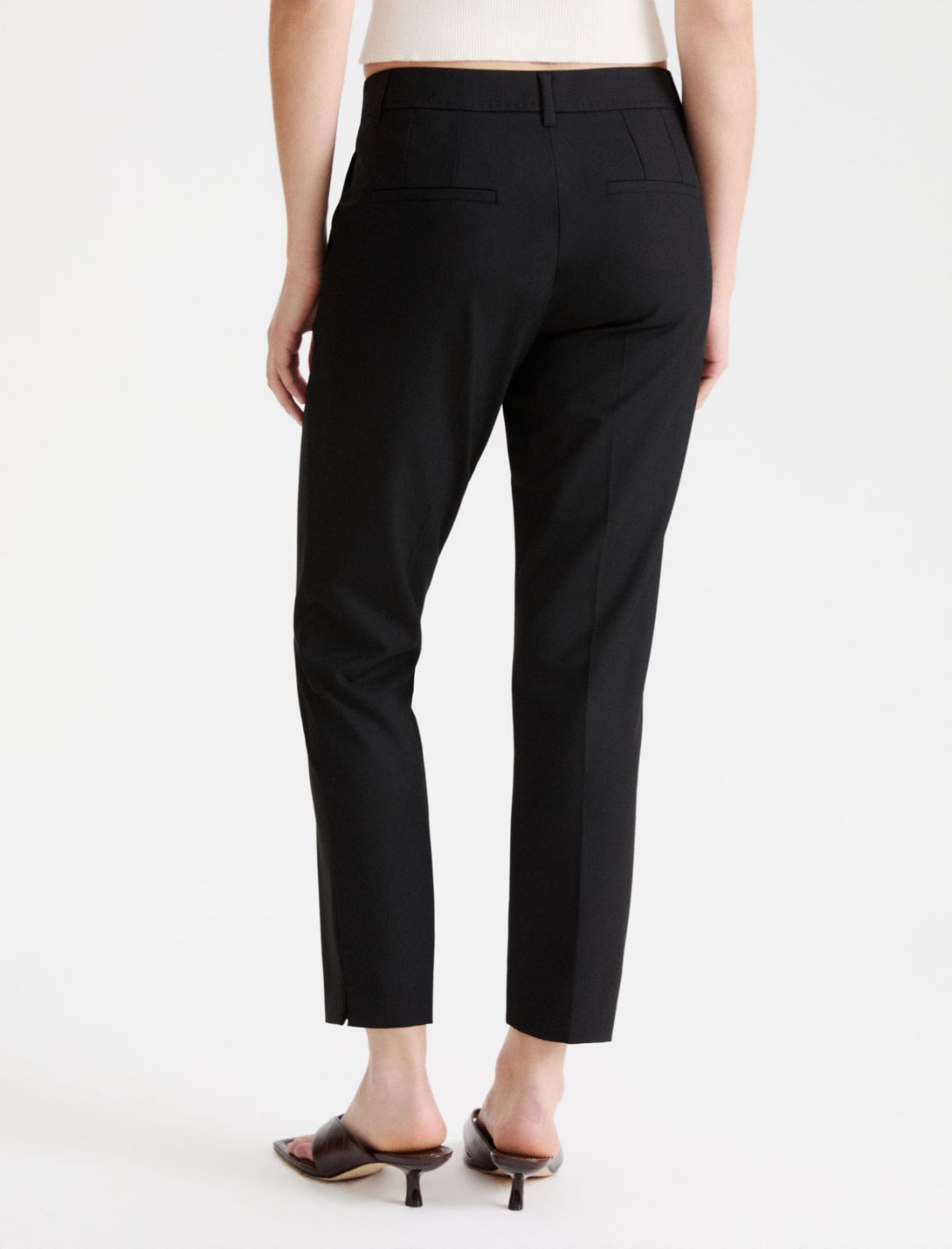 Cropped stretch-canvas trousers - BLACK - Marella - 3