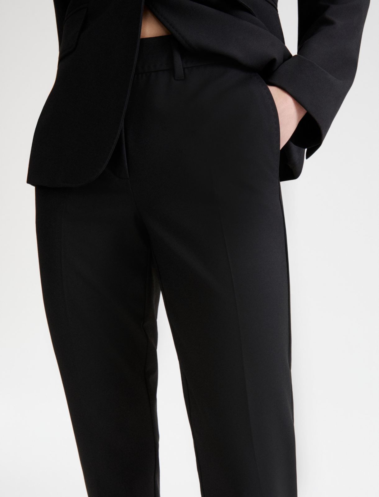 Cropped stretch-canvas trousers - BLACK - Marella - 5
