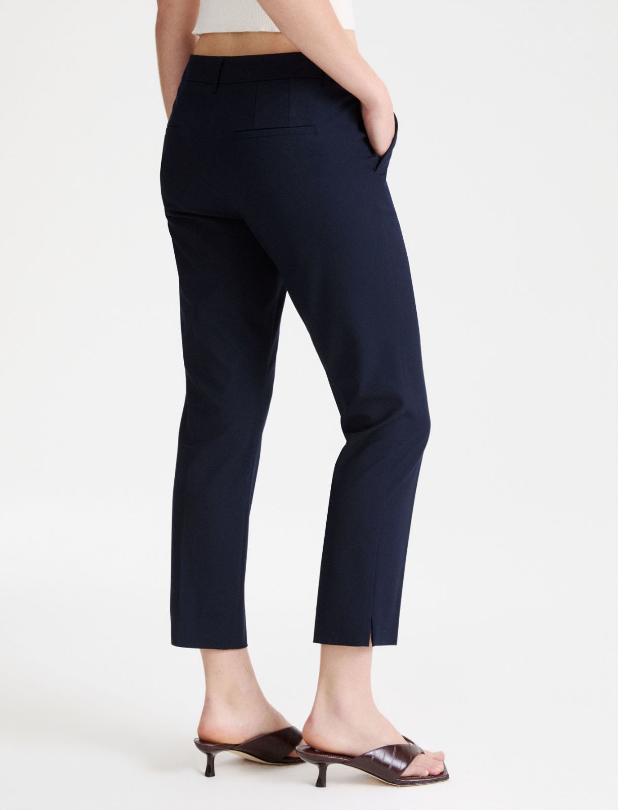Cropped stretch-canvas trousers - MIDNIGHTBLUE - Marella - 3