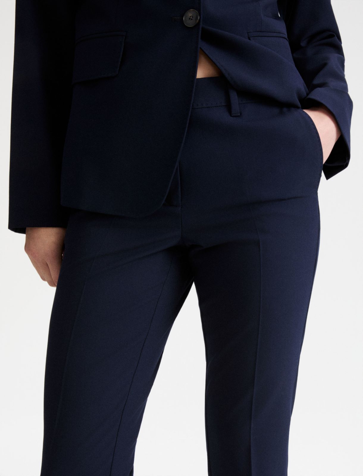 Cropped stretch-canvas trousers - MIDNIGHTBLUE - Marella - 4