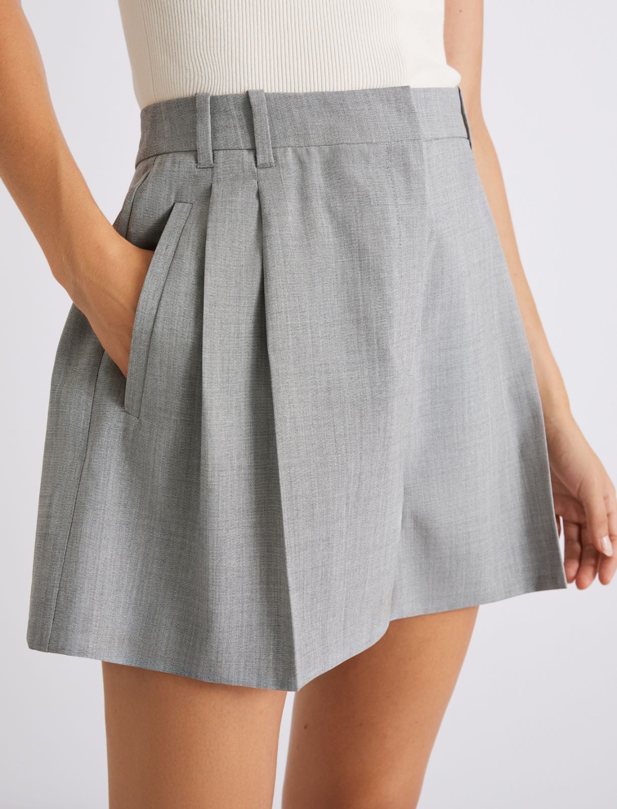 Wool and silk shorts - GREY - Marella - 5