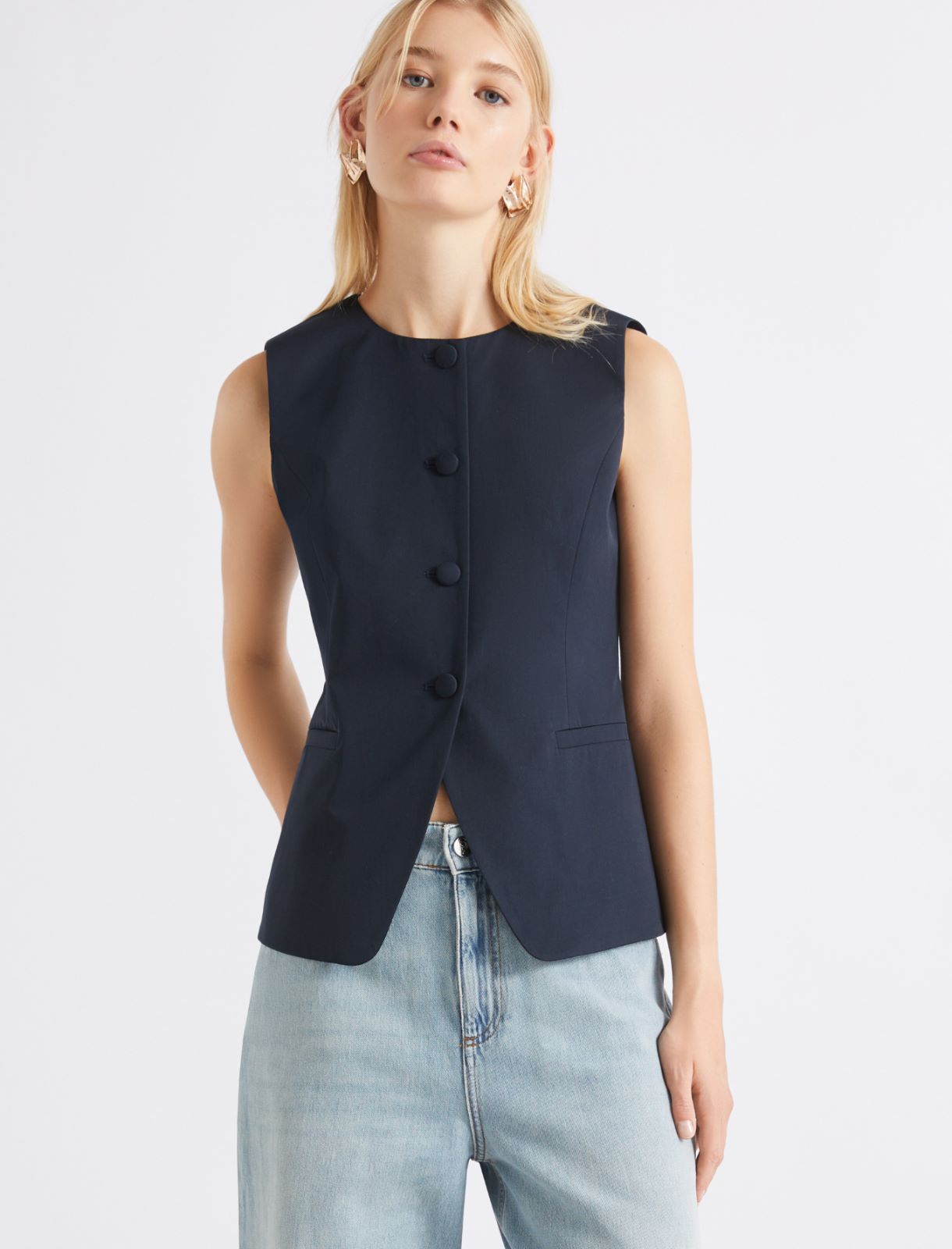 Weste aus Gabardine aus Baumwolle - BLAU - Marella - 4