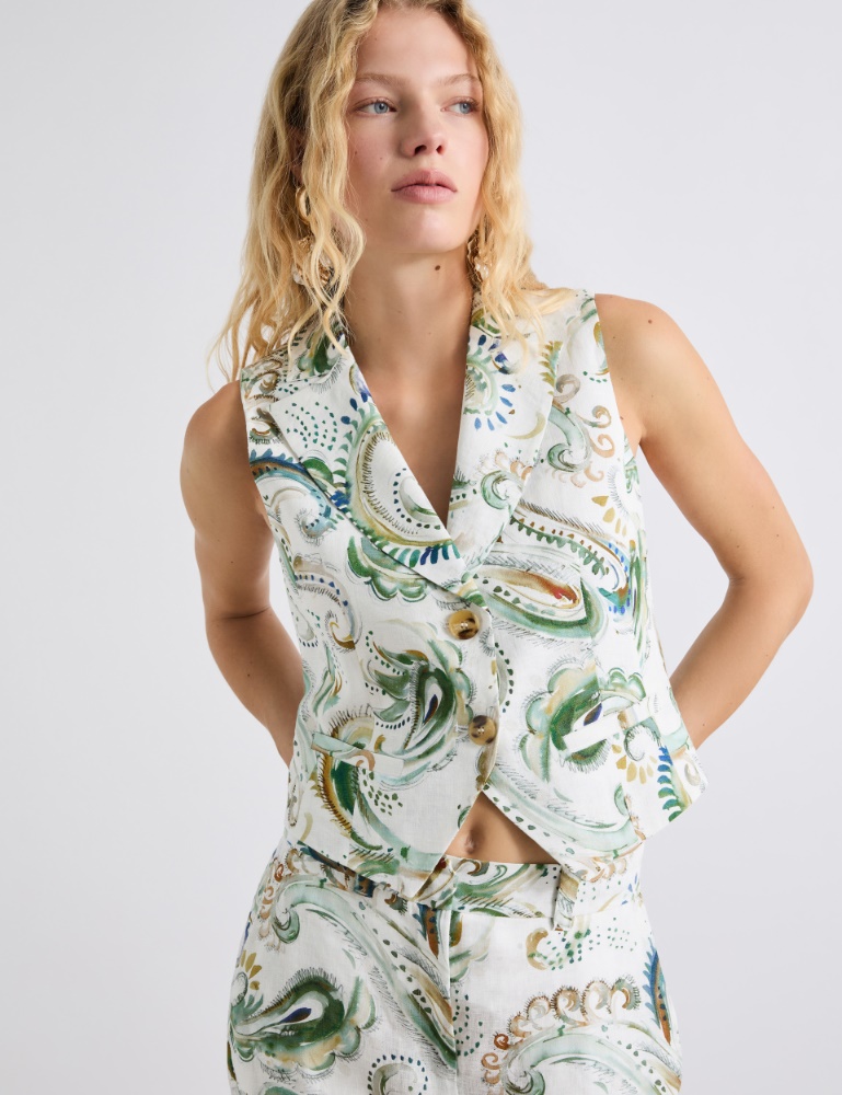 Kamizelka z lnu z nadrukiem - Marella