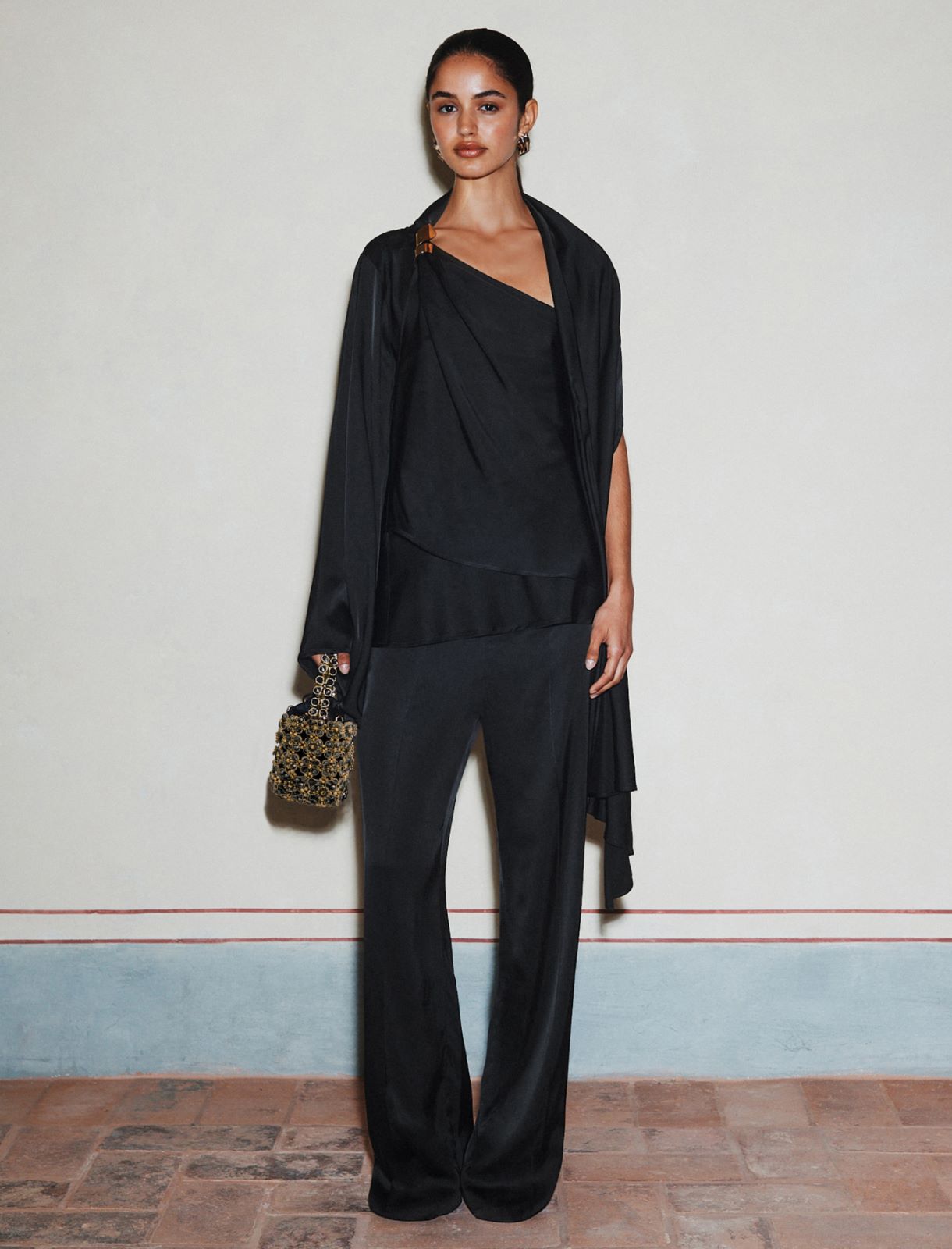 Satin one-shoulder top - BLACK - Marella - 2