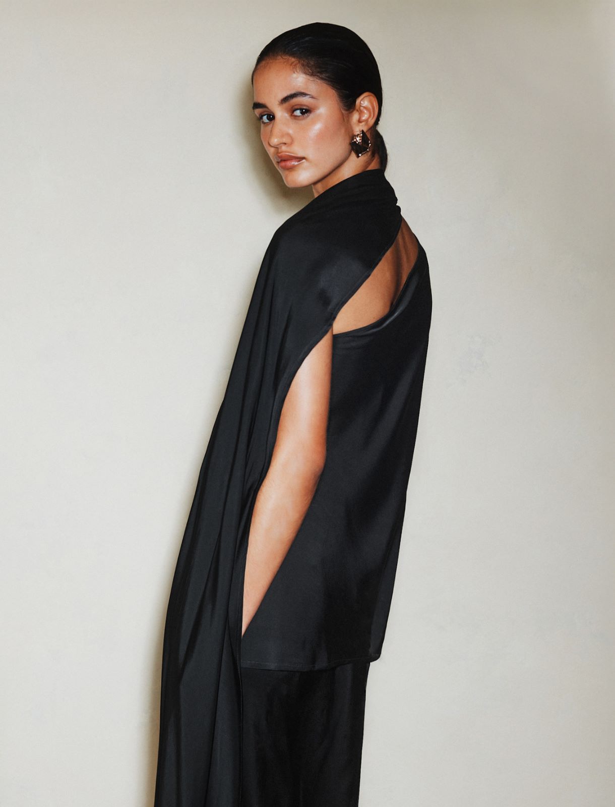 Satin one-shoulder top - BLACK - Marella - 3