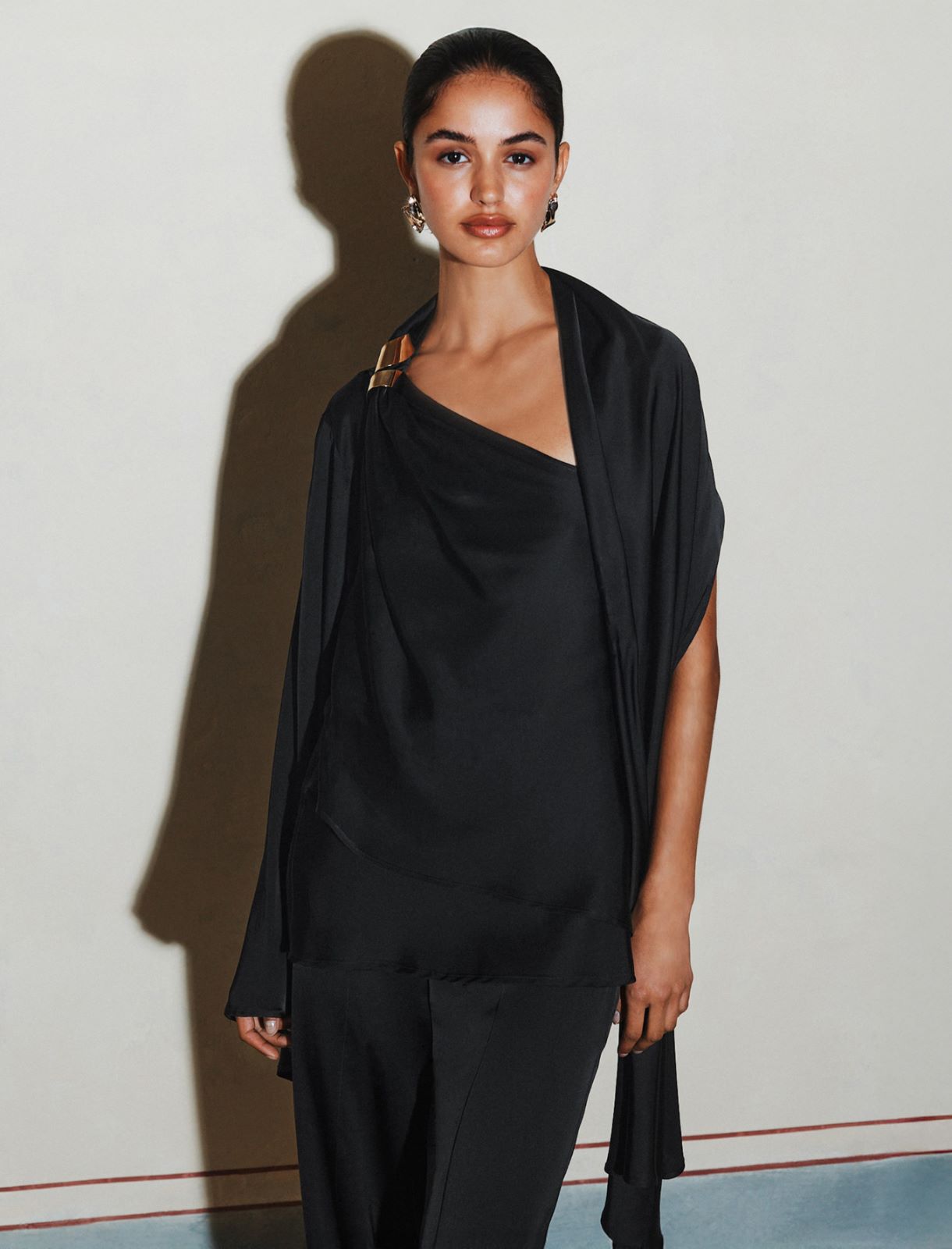 Satin one-shoulder top - BLACK - Marella - 4