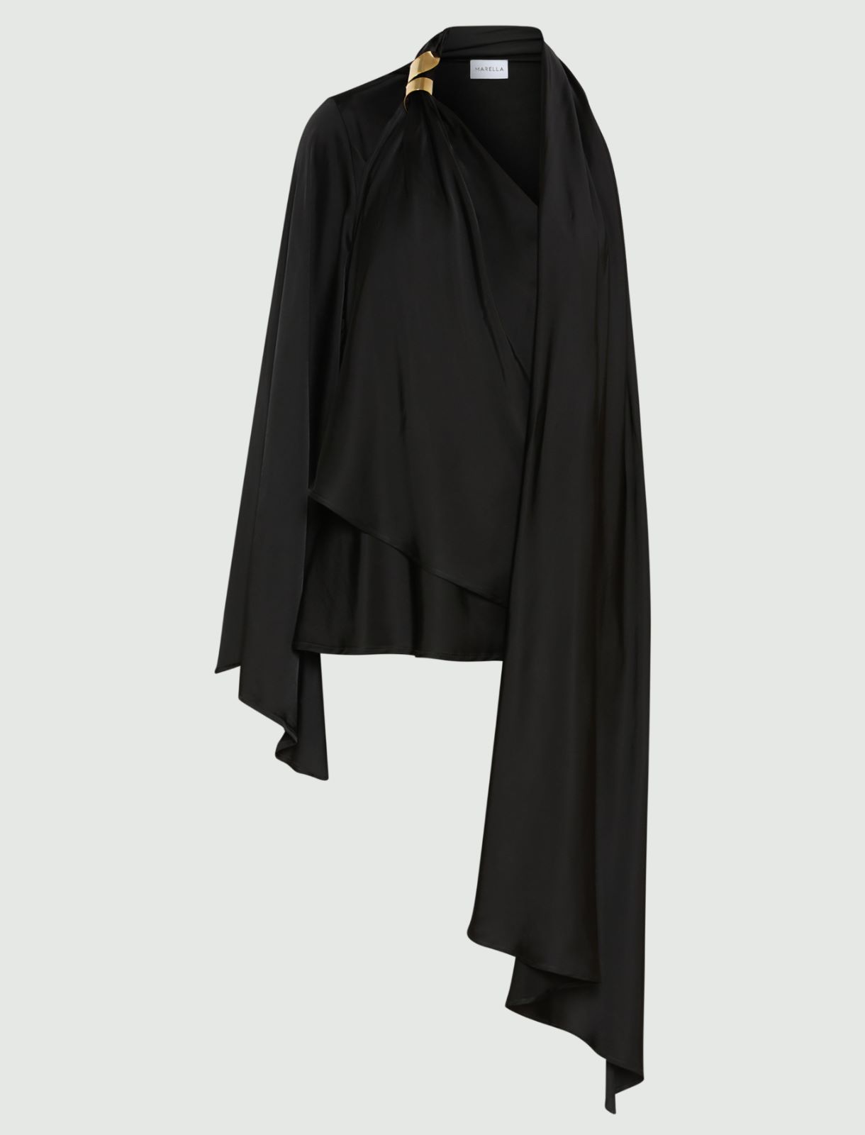 Satin one-shoulder top - BLACK - Marella